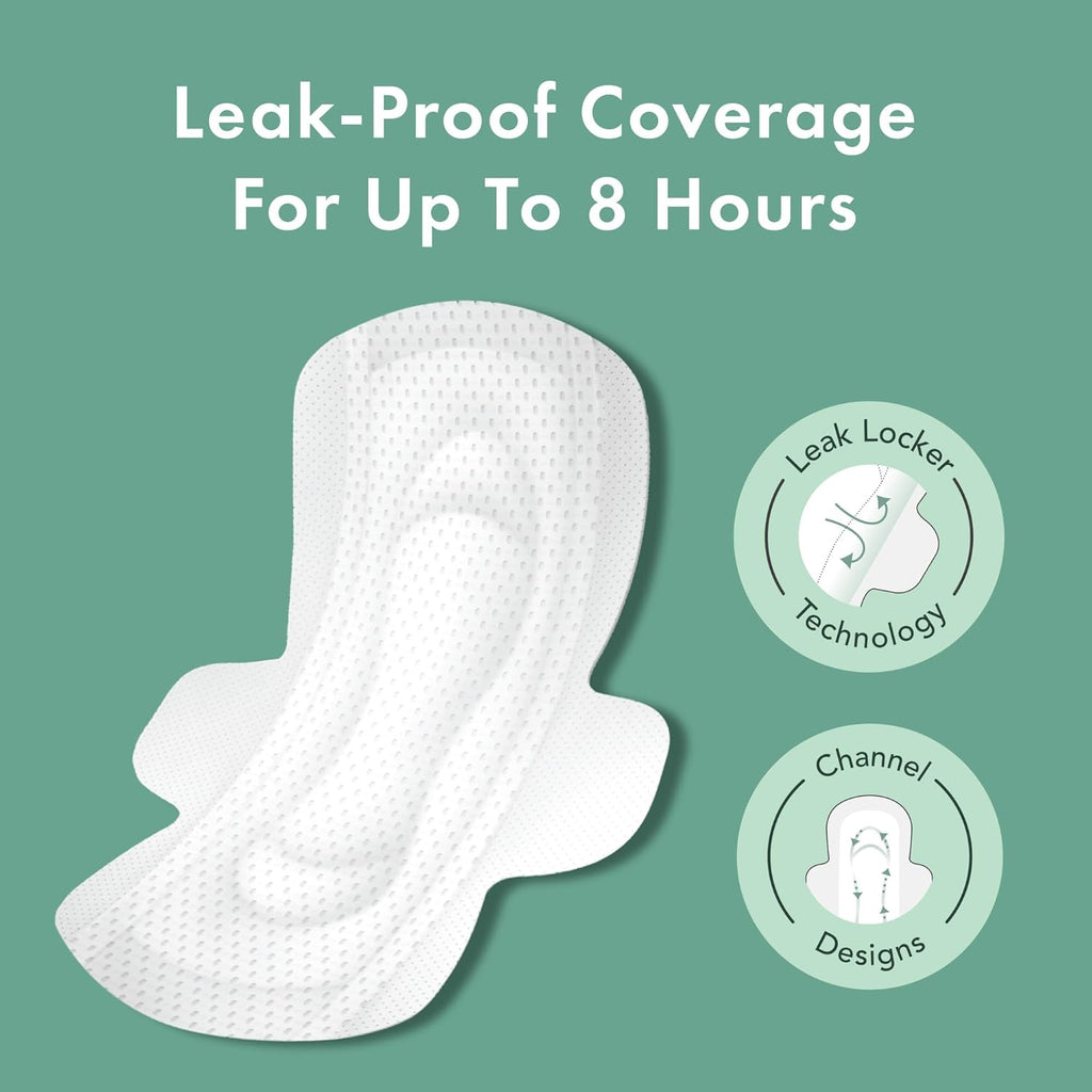 Rael Pads for Women, Organic Cotton Cover - Moderate Absorbency, Feminine Care, Ultra Thin, Sanitary Napkins with Wings, Unscented (Regular, 56 Total)