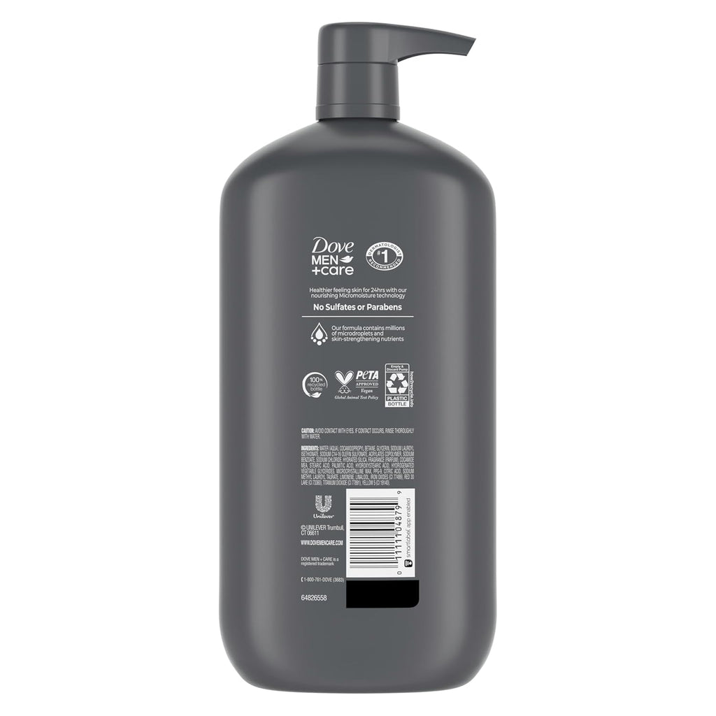 DOVE MEN + CARE Body and Face Wash Exfoliating Deep Clean for Men, with 24-Hour Nourishing Micromoisture Technology Body Wash, 30 oz