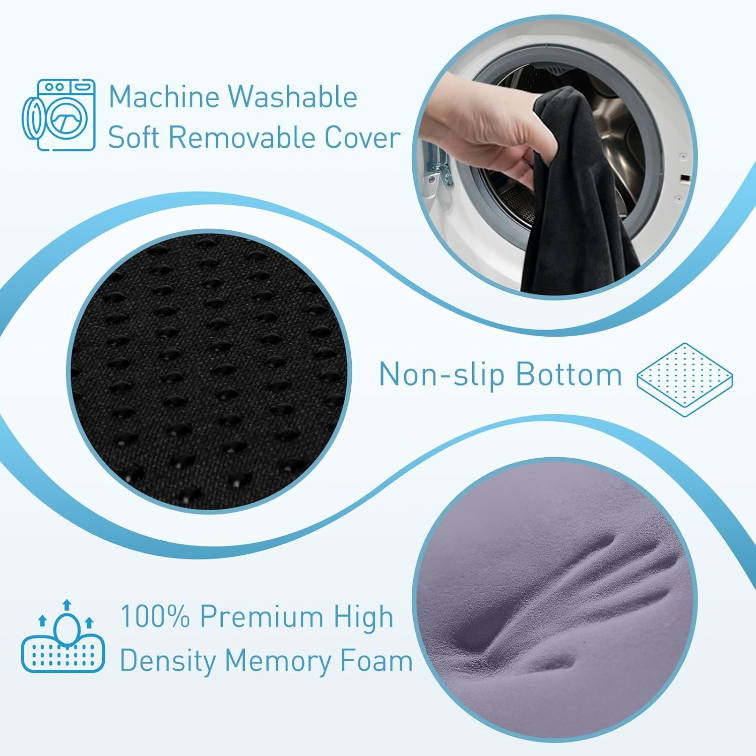 BlissTrends Seat Cushion with Velvet Cover, Thick Memory Foam Cushions for Office Chair, Car Seat, Airplane, Relieving Pressure Tailbone Sciatica Back Pain for Long Sitting, Car Drivers 4.7in Black