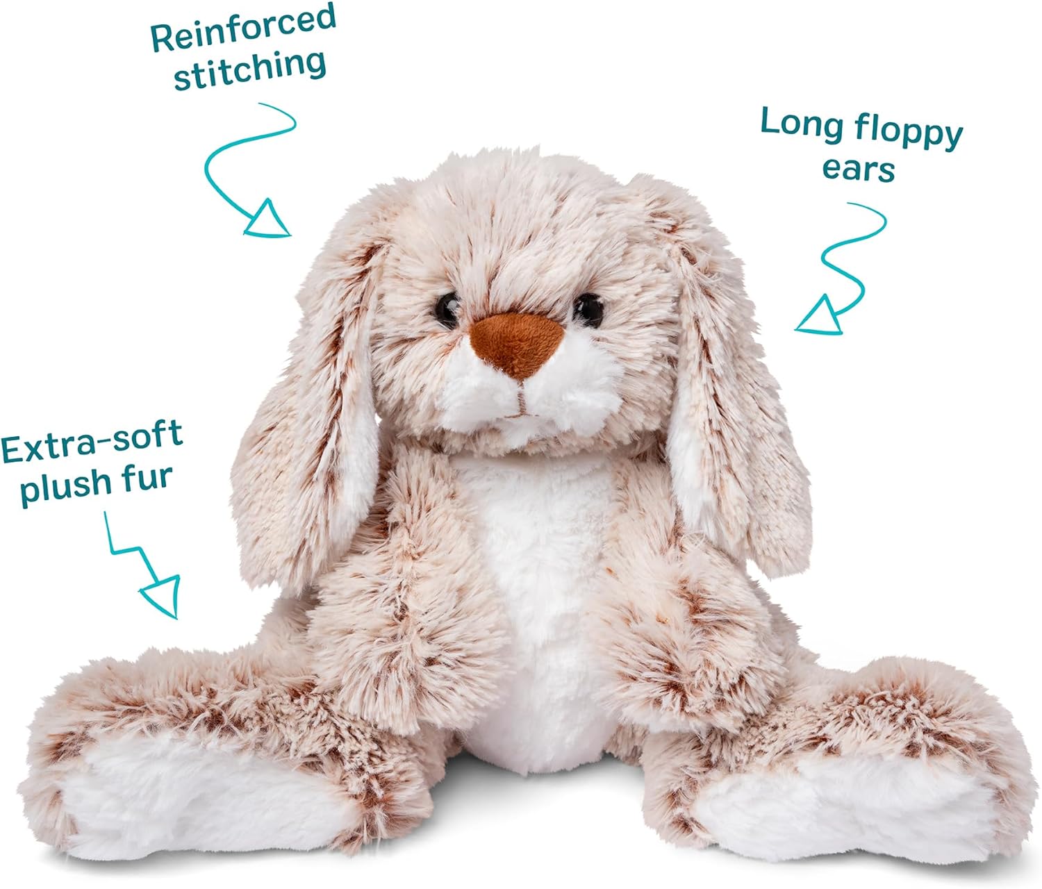 Melissa & Doug Burrow Bunny Stuffed Animal Plushie with Big Feet, Floppy Ears & Fluffy Tail, Adorable Pretend Play Toddler Toys for Girls & Boys 3+