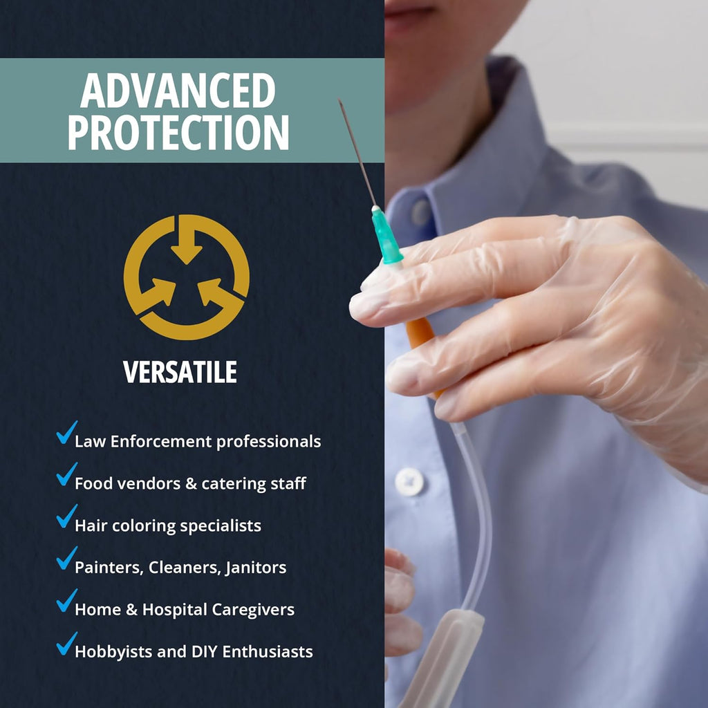 MED PRIDE Disposable Medical Grade Vinyl Exam Gloves, Latex & Powder Free, Ultra-Strong, for Healthcare & Food Handling (Medium (Pack of 100) 100 Clear)