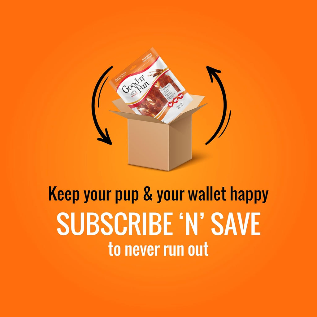 Good ‘n’ Fun Triple Flavor Wings Chews for All Dogs, 12 Ounces, Treat Your Dog to Long-Lasting Chews Made from Chicken, Pork Hide and Beef Hide