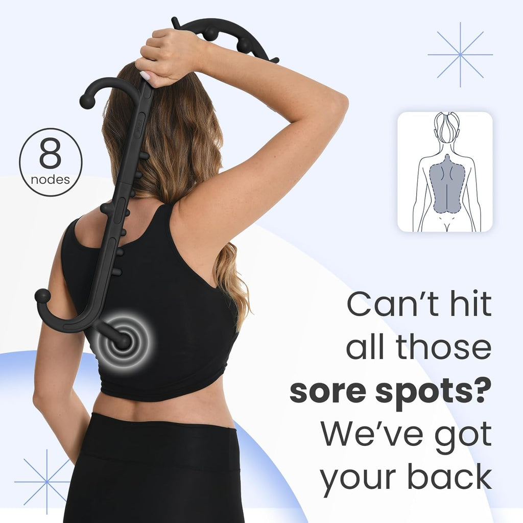 Ranarose Deep Tissue Back & Neck Massager - Back Massager Stick for Pain Relief, Muscle Knot Remover, Trigger Point Massage Tool for Full Body, Shoulders, Legs - Pressure Point Massage Tool (Black)