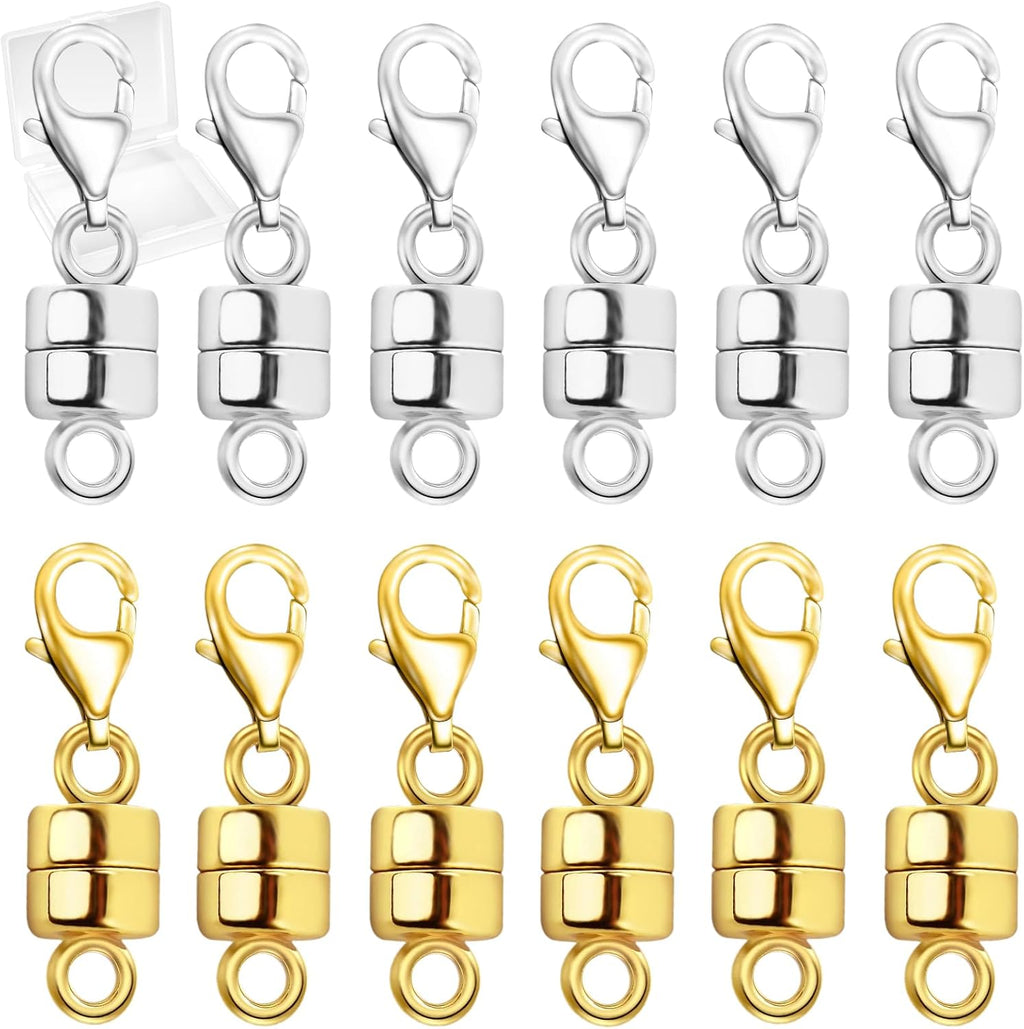 MKCYD Magnetic Necklace Clasp with Lobster Clasp,14K Gold and Silver Magnetic Jewelry Clasps for Necklace Extender Bracelet Closures
