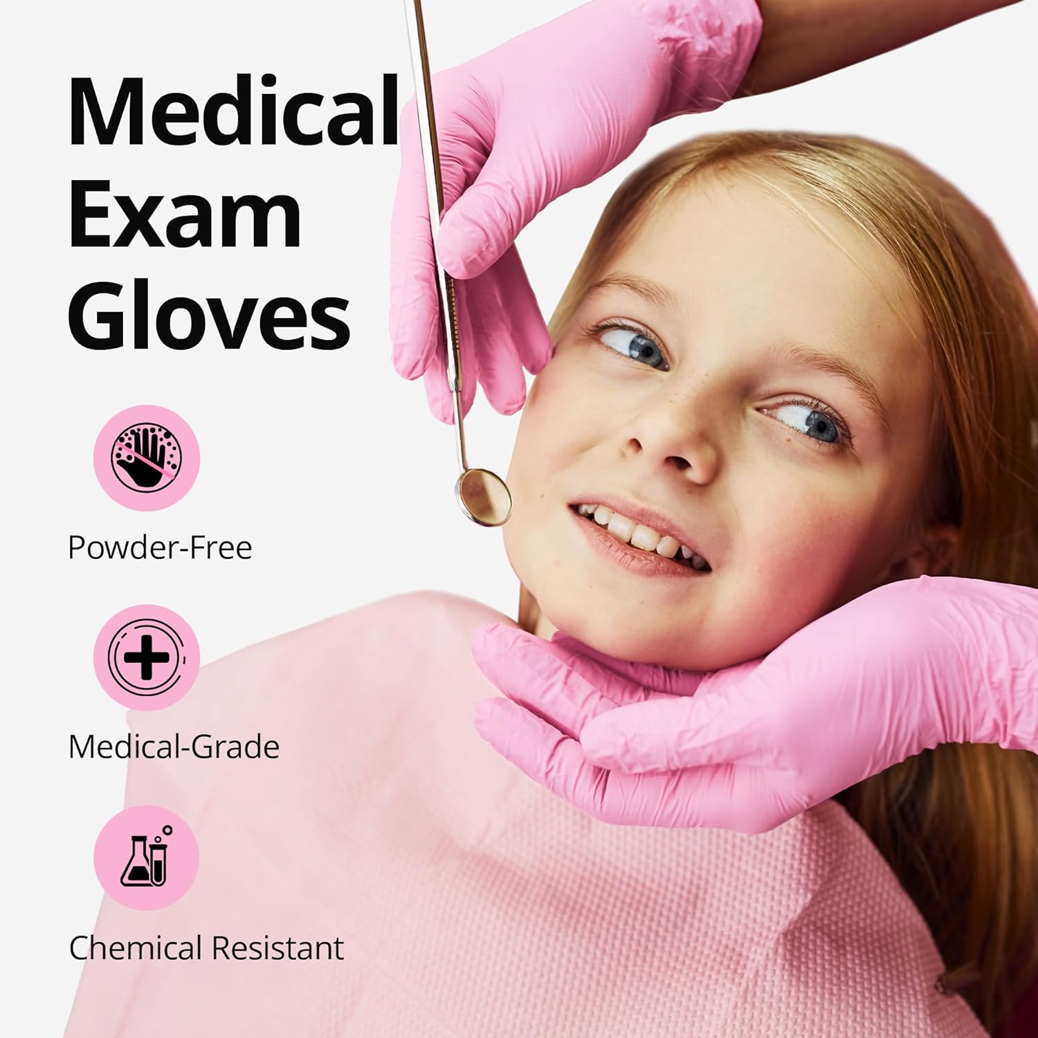 SwiftGrip Pink Nitrile Gloves, 3-mil, Industrial Gloves Disposable Latex Free, for Cleaning & Esthetician, Rubber Powder-Free, 100-ct Box (Small)