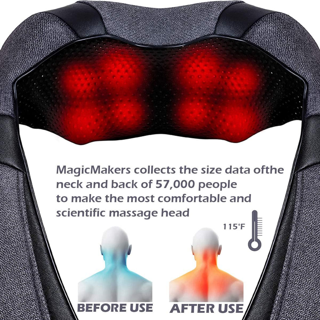 Mirakel Mothers Day Gifts for Mom Wife Women, Neck Massager for Pain Relief Deep Tissue, Electric Shiatsu Shoulder & Back Massager with Heat, Fathers Day Dad Gifts for Husband Men (NOT Cordless)