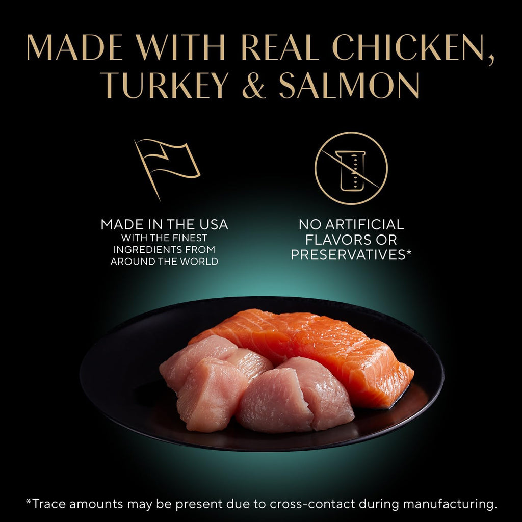 Sheba Perfect Portions Wet Cat Food Cuts in Gravy, Cat Food Wet Recipe, Roasted Chicken Entree, with Sustainable Salmon, Tender Turkey Entree, 2.6 oz. Twin-Pack Trays (24 Count, 48 Servings)
