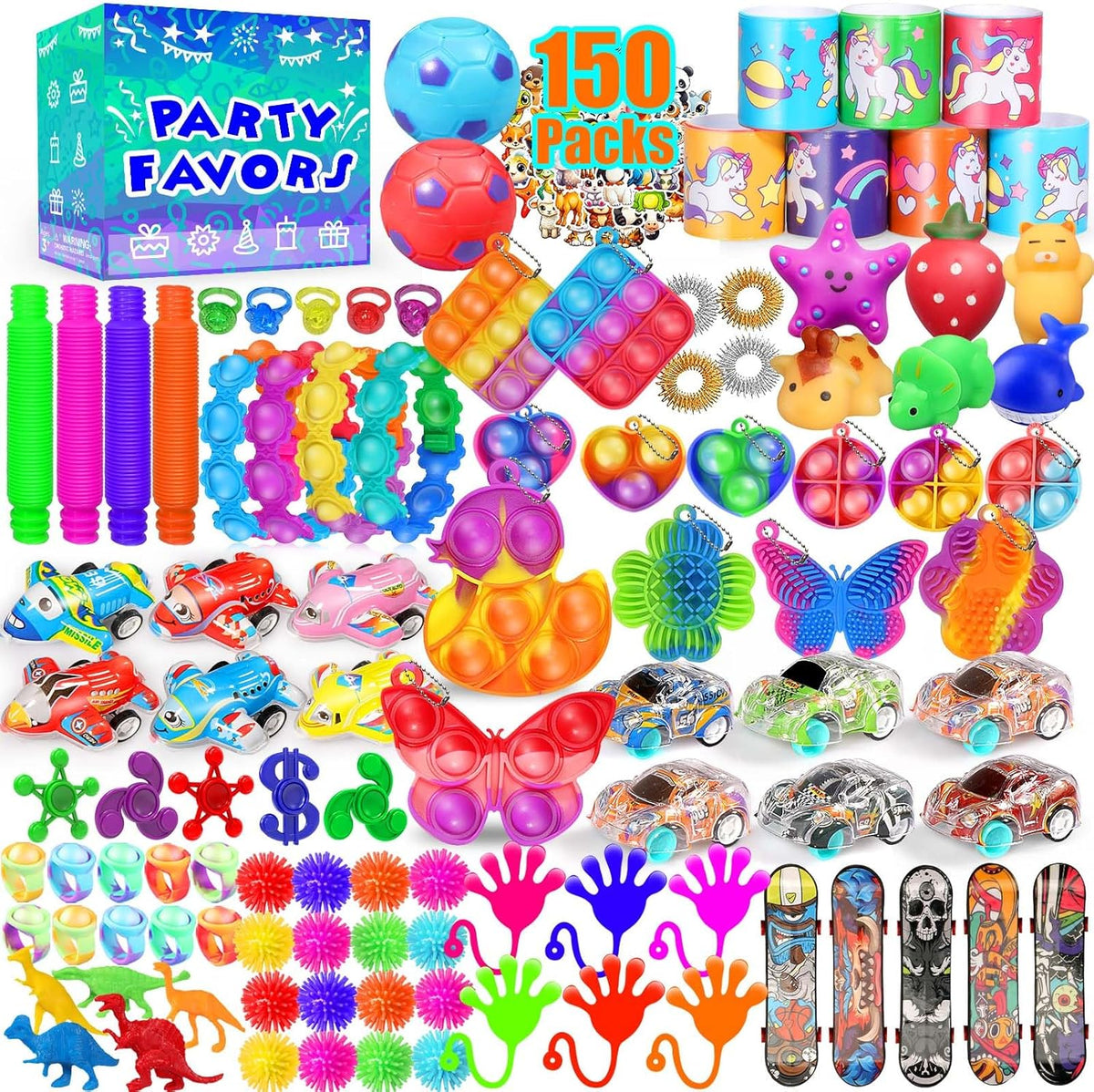 Party Favors for Kids 8-12 4-8, 150-Pack Fidget Toys Bulk, Treasure Box Toys