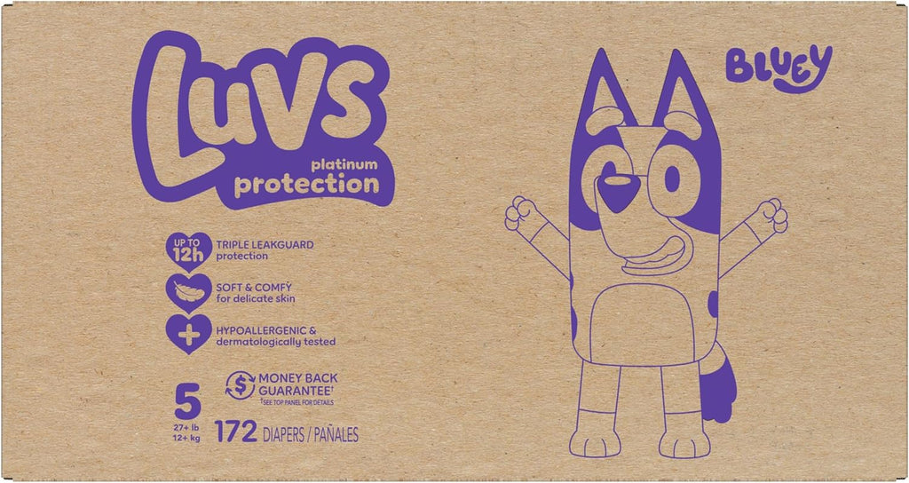 Luvs Diapers - Size 5, 172 Count, Bluey Platinum Protection Baby Diaper