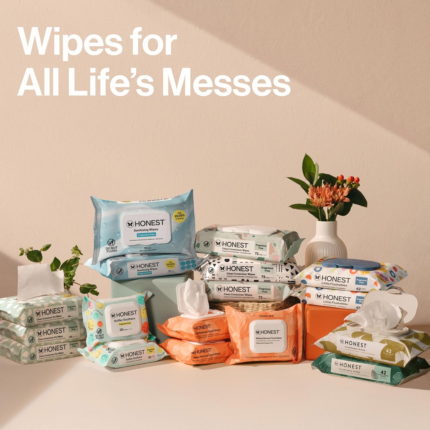 The Honest Company Baby Wipes for Sensitive Skin, Hypoallergenic, Fragrance-Free, Multi-Use, Pattern Play Design, 720 Count (8 Packs of 90)