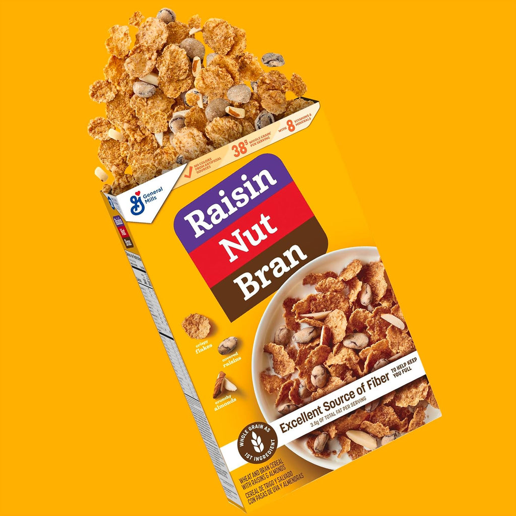 Raisin Nut Bran Cereal, High Fiber Cereal, Made with Whole Grain, 20.8 oz