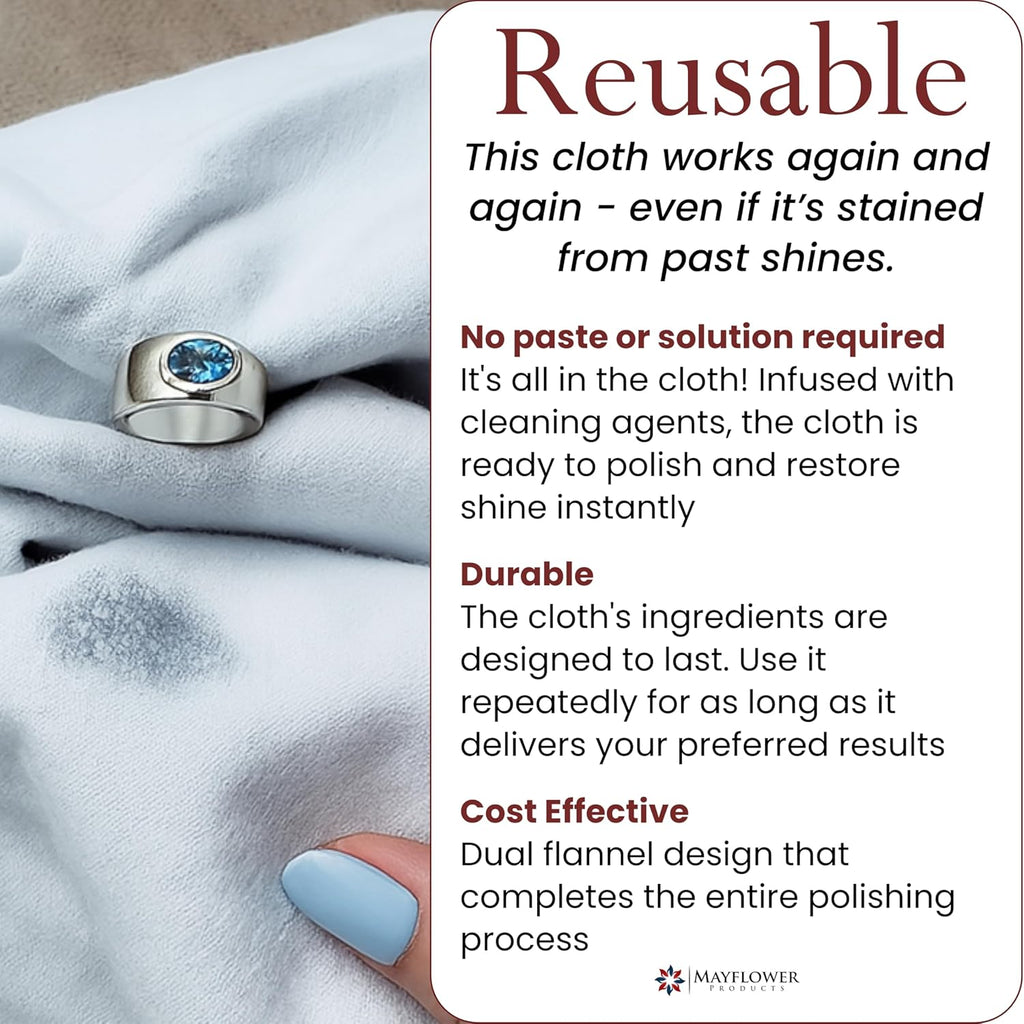 Pro Size Polishing Cleaning Cloth Made in USA for Gold, Silver, Platinum. Pure Cotton Eco Friendly Tarnish Remover Cleaner Large 11 x 14 Inch. Shines Jewelry Like New. Cleans Coins Watches Silverware