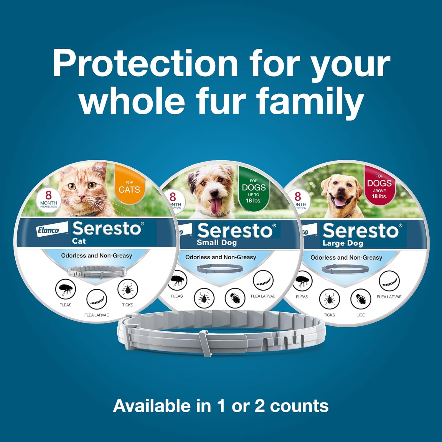 Seresto Flea & Tick Collar For Dogs Over 18 lbs., Treatment & Prevention, Vet-Recommend, 8 Month Protection