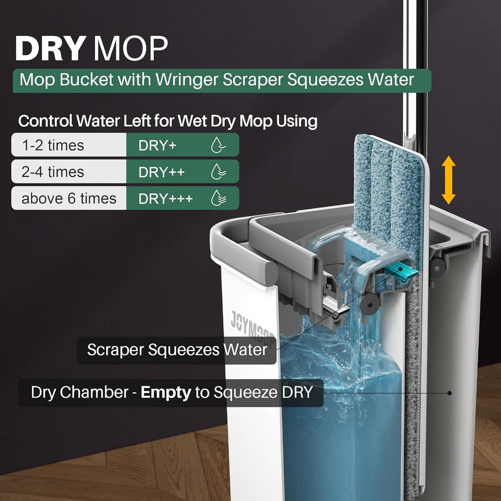Wash Mop self cleaning bucket with mop wringer scraper