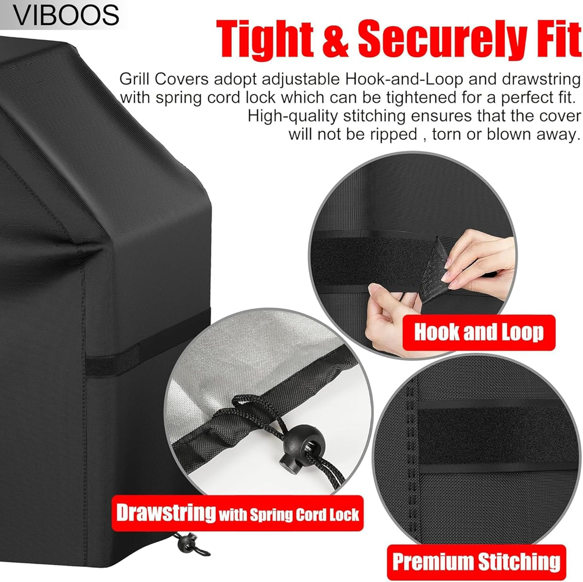 Grill Cover, 58 inch BBQ Gas Grill Cover for Outdoor Grill, Waterproof