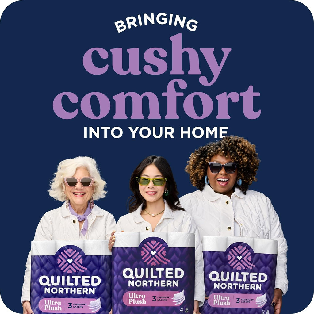 Quilted Northern Ultra Plush Toilet Paper, 6 Mega Rolls = 24 Regular Rolls, 3X Thicker*, 3 Ply Soft Toilet Tissue | 3X Thicker*, Ultra Soft