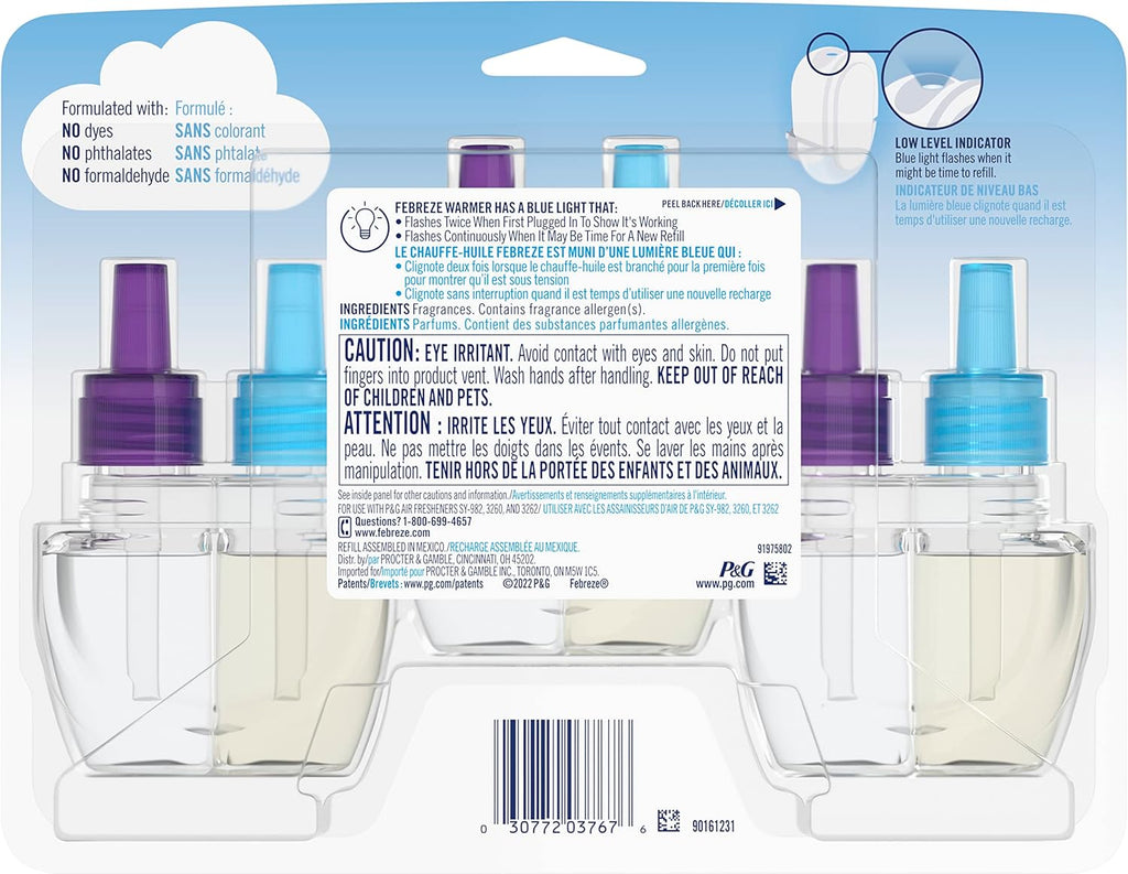 Febreze Plug In Air Freshener, Odor-Fighting Scented Oil Refill, Gain Moonlight Breeze, 3 Refills