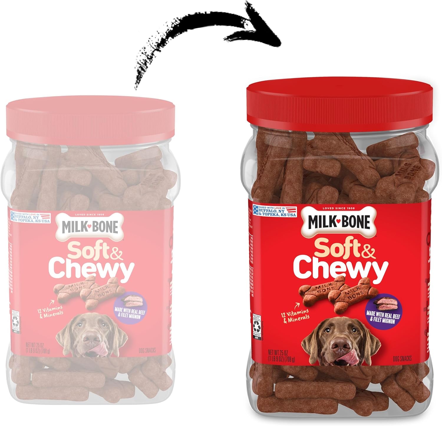Milk-Bone Soft & Chewy Dog Treats, Beef & Filet Mignon Recipe, 25 Ounce