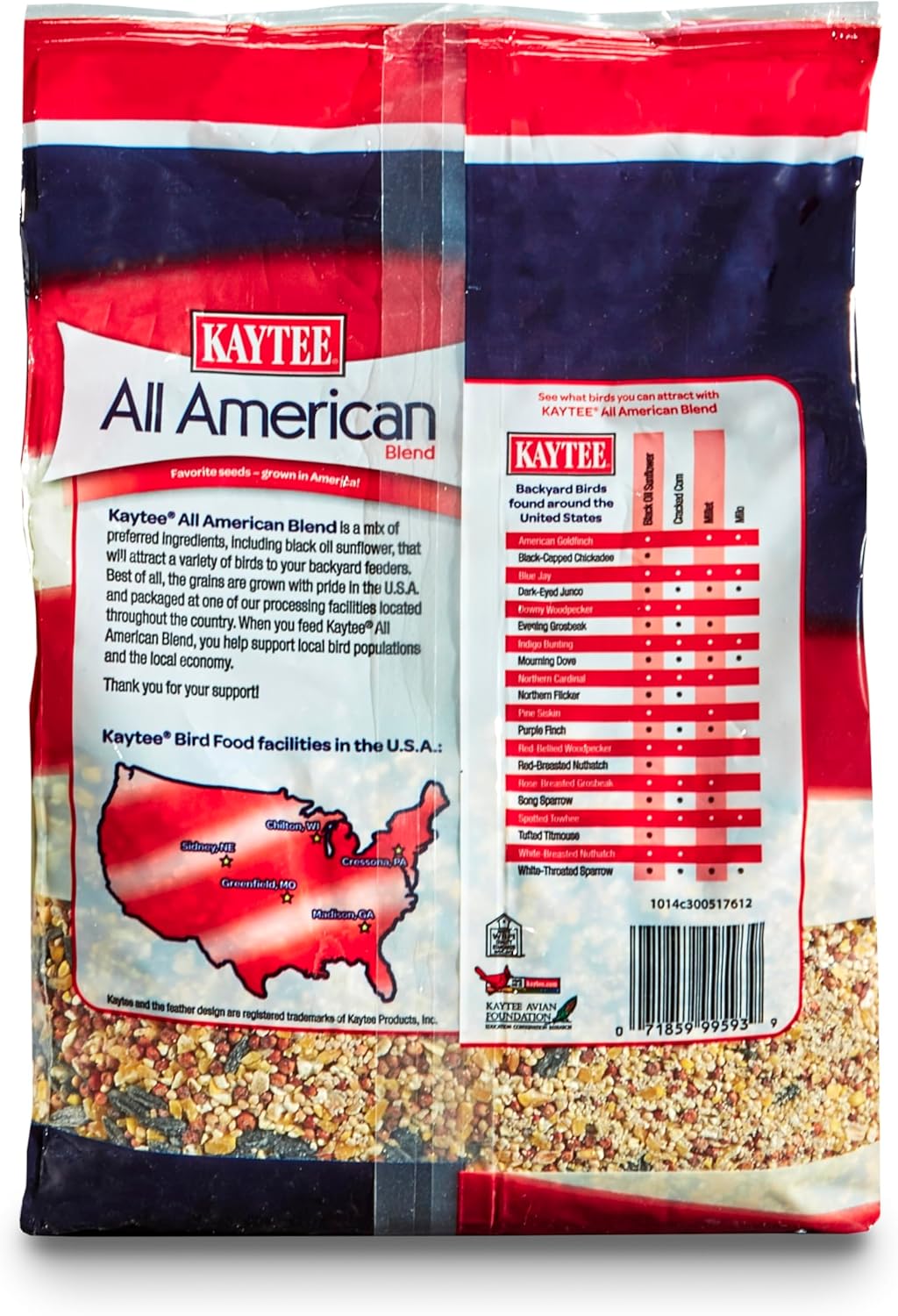 Kaytee All American Wild Bird Food Seed Blend for Cardinals, Blue Jays, Finches & Other Outdoor Wild Birds, 5 Pounds