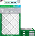 Filterbuy 16x25x1 Air Filter MERV 8 Essential Dust & Allergy Defense (4-Pack), Electrostatic Pleated HVAC AC Furnace Filters Replacement (Actual Size: 15.50 x 24.50 x 0.75)