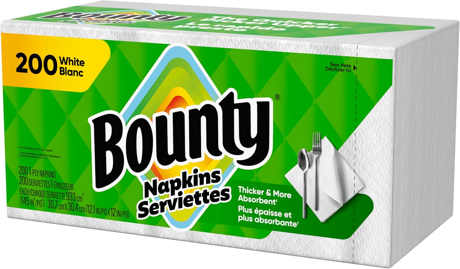 Bounty Paper Napkins, White, 200 Count, Packaging may vary