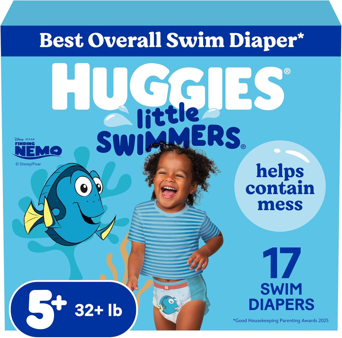 Huggies Little Swimmers Disposable Swim Diapers, Size 5-6 (32+ lbs), 17 Ct