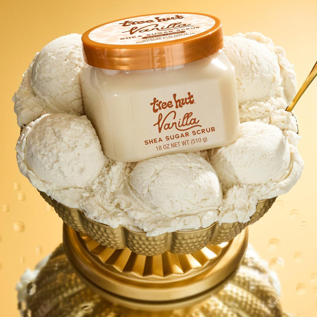 Tree Hut Vanilla Shea Sugar Scrub, Exfoliating & Hydrating Body Scrub with Shea Butter & Essential Oils, Smooth Skin, For All Skin Types, Vegan, 18 oz