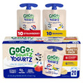 GoGo squeeZ yogurtZ Variety Pack, Strawberry & Banana, 3 oz (Pack of 20), Kids Snacks Made from Real Yogurt and Fruit, No Fridge Needed, Gluten Free, Nut Free, Recloseable Cap, BPA Free Pouches