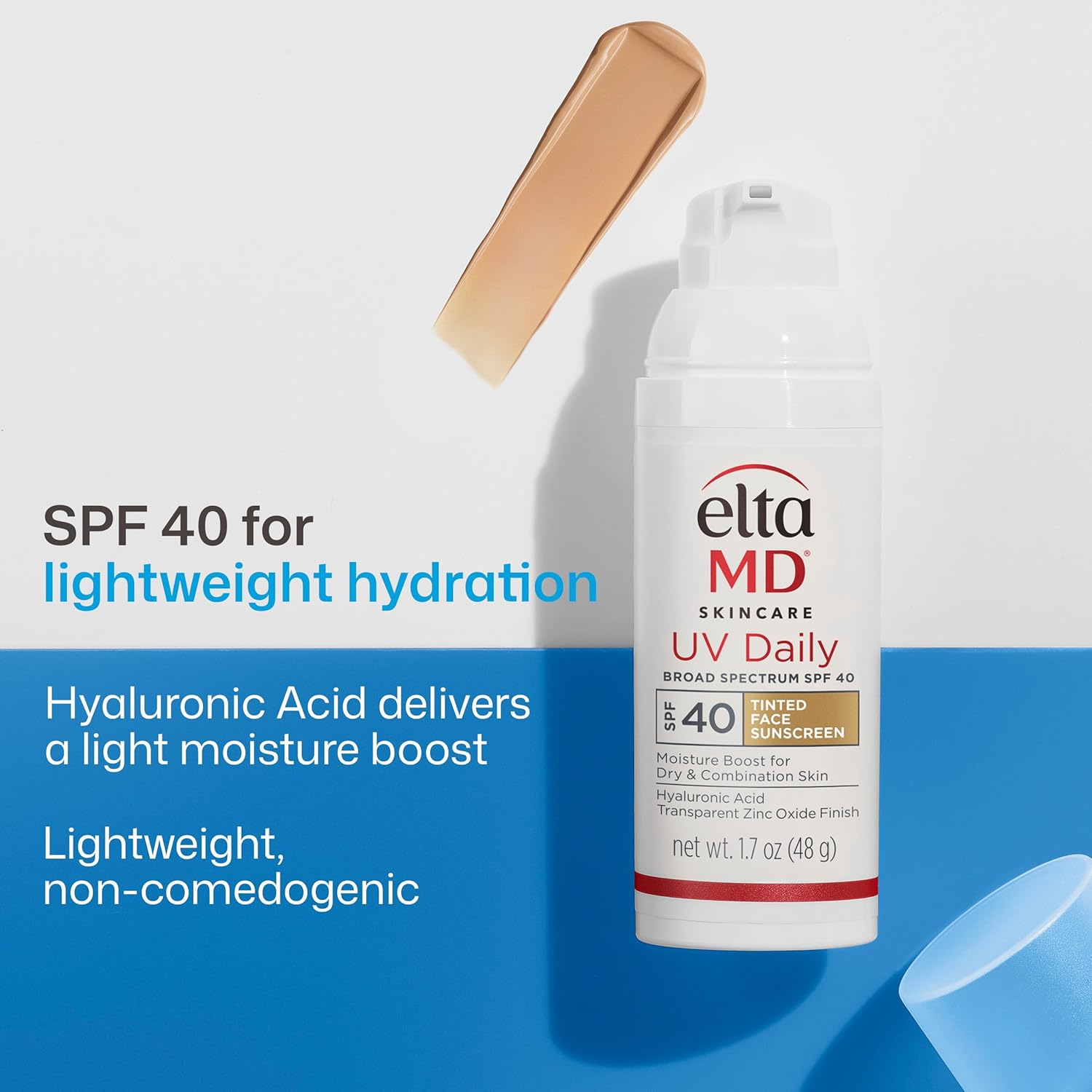 EltaMD UV Daily Face Sunscreen with Transparent Zinc Oxide and Hyaluronic Acid, Moisturizes and Protects, Great for Dry, Combination, and Normal Skin