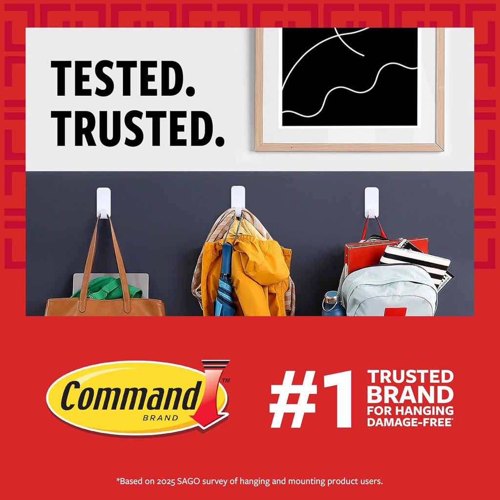 Command 20 lb XL 8 Pairs Heavyweight Picture Hanging Strips (16 Strips), Damage-Free Hangers for Picture Frames, No Tools Required, Ideal for Home Room Wall Decor, White Adhesive
