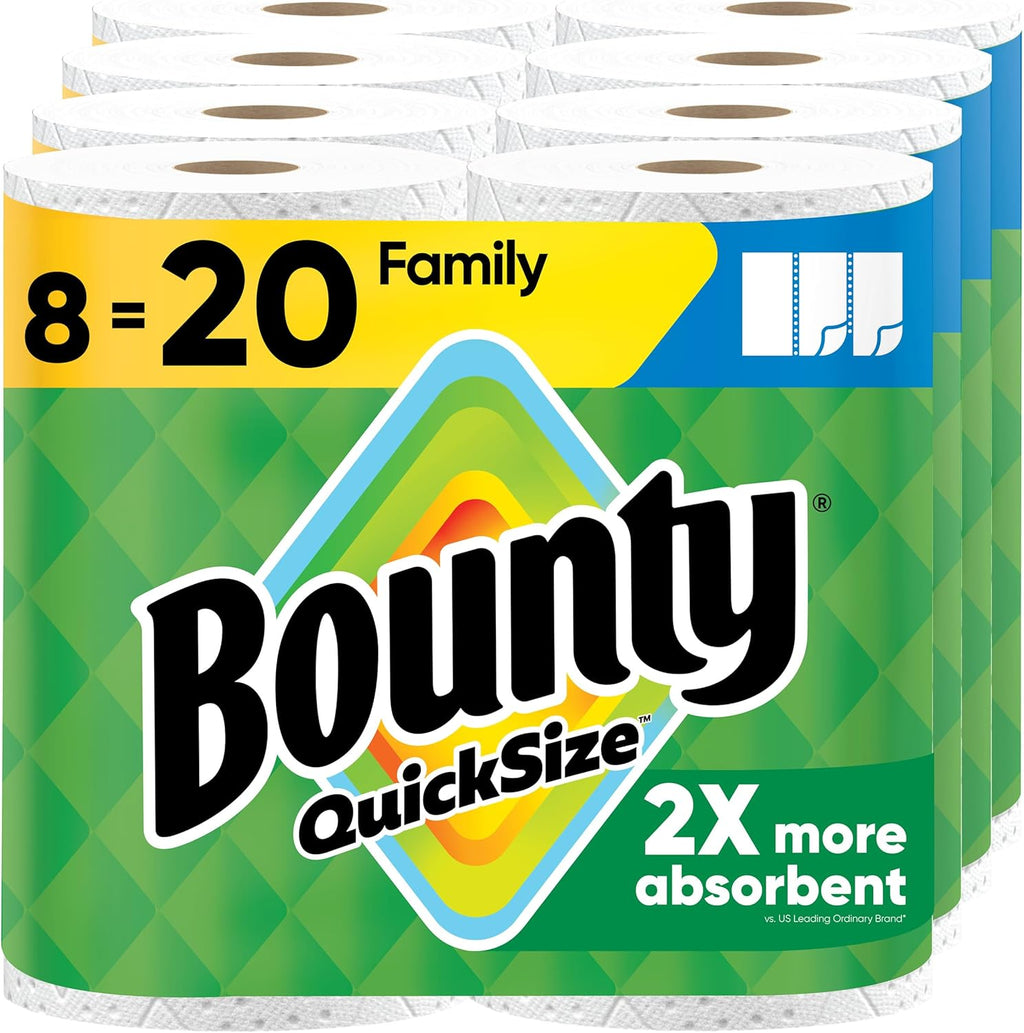 Bounty Quick Size Paper Towels, White, 8 Family Rolls