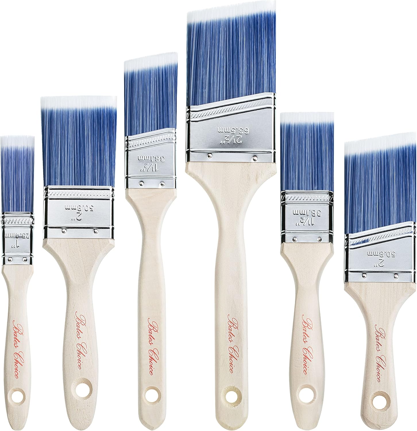Bates- Paint Brushes, 6 Pack, Treated Wood Handle, Paint Brushes for Walls, Stain, Furniture