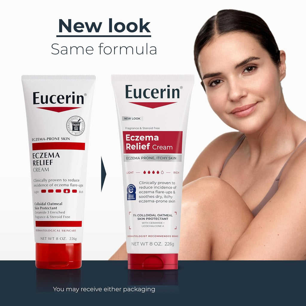 Eucerin Eczema Relief Cream, Full Body Lotion, Moisturizing Eczema Cream with Colloidal Oatmeal (Skin Protectant) and Ceramide 3, 8 Oz Tube