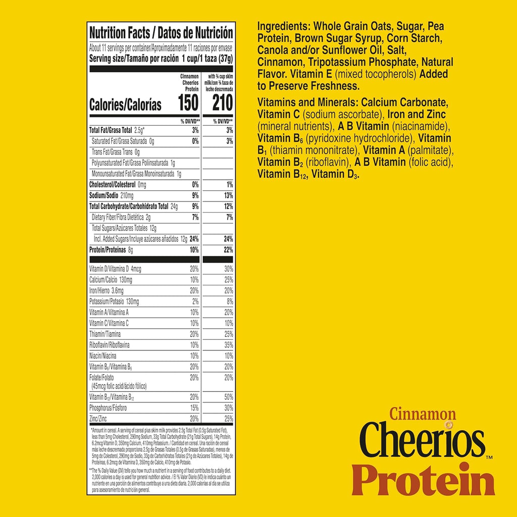 Cheerios Protein Cereal, Cinnamon, 8g Protein, Family Size, 15 oz