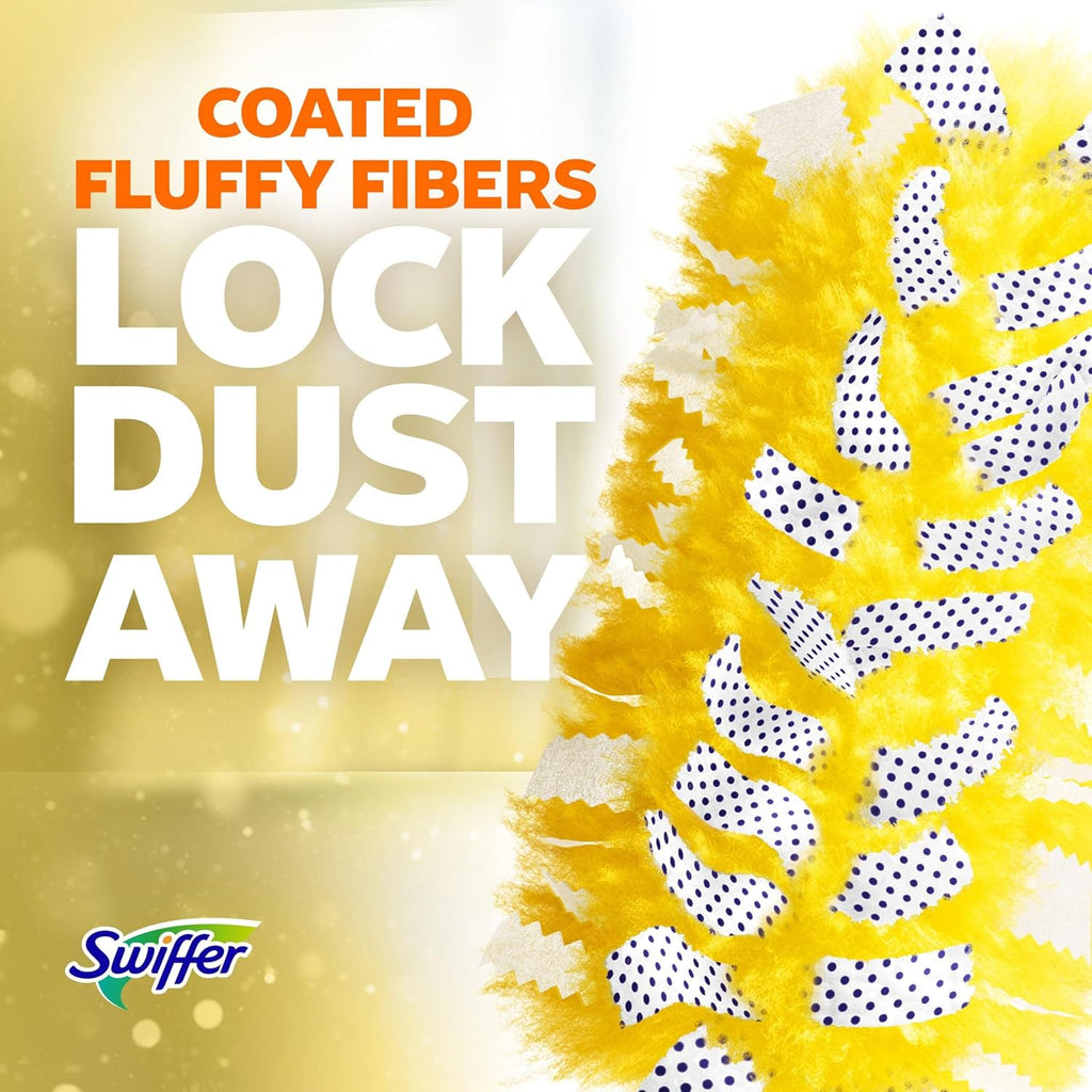 Swiffer Duster Kit with 3 ft Extendable Handle, Heavy Duty Dusting Starter Kit with 12 Refills, for Ceiling Fans, Vents and Hard to Reach Places