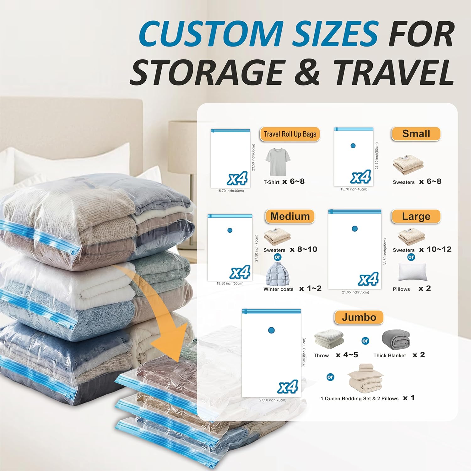 Vacuum storage bags