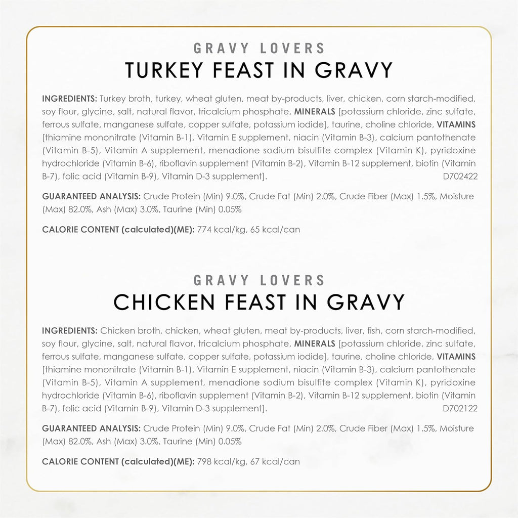 Purina Fancy Feast Gravy Lovers Poultry and Beef Grilled Gourmet Wet Cat Food Variety Pack - (Pack of 24) 3 oz. Cans
