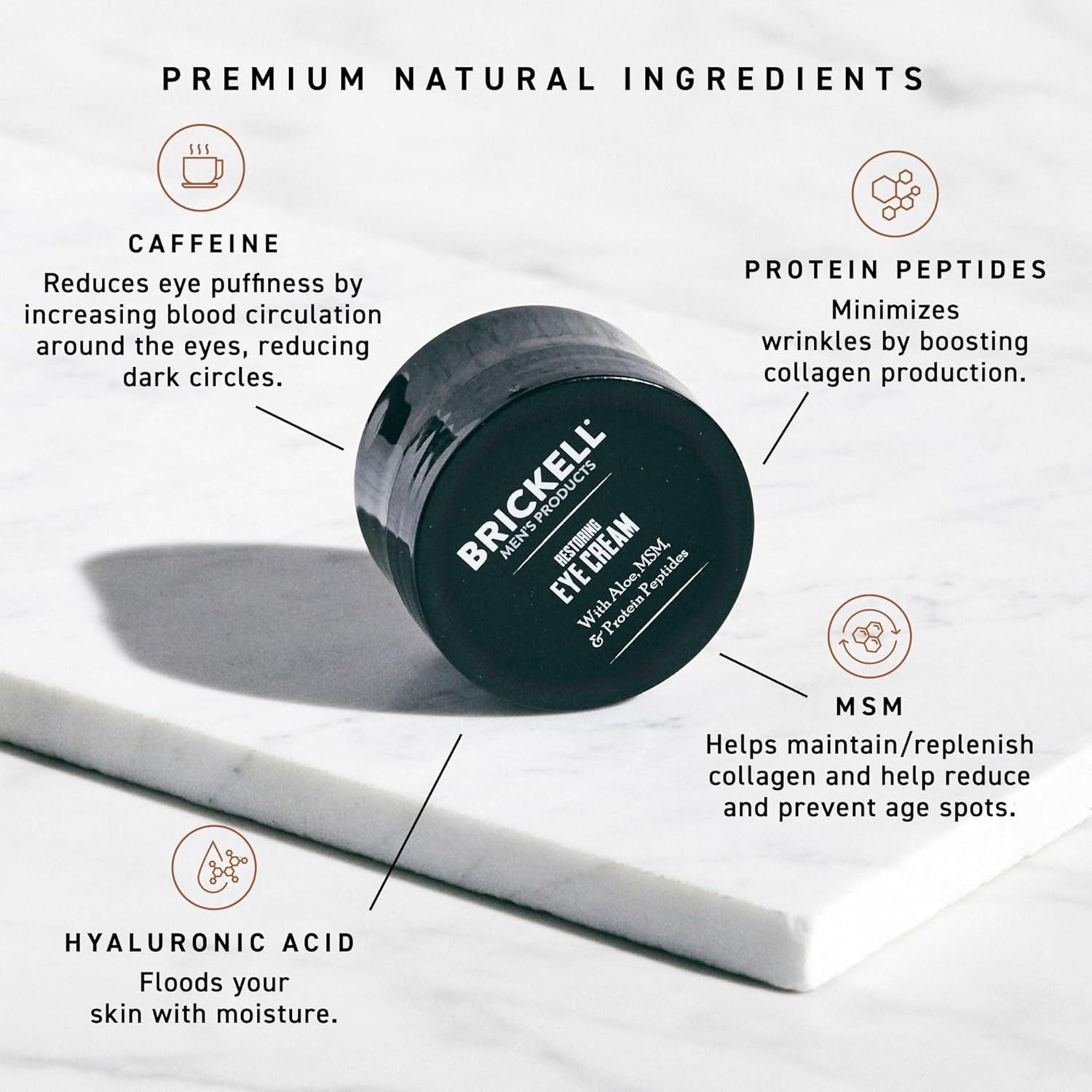 Brickell Men's Restoring Under Eye Cream for Men, Natural and Organic Anti Aging Eye Balm To Reduce Puffiness, Wrinkles, Dark Circles, Crows Feet and Under Eye Bags, 0.5 Ounce, Unscented