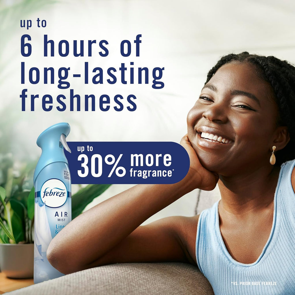 Febreze Air Mist, Air Freshener Spray, Odor Fighting Room Spray, Deodorizer for Home Bathroom Kitchen Office Apartment Dorm Room Classroom, Linen & Sky Scent, 8.1oz (Pack of 2)