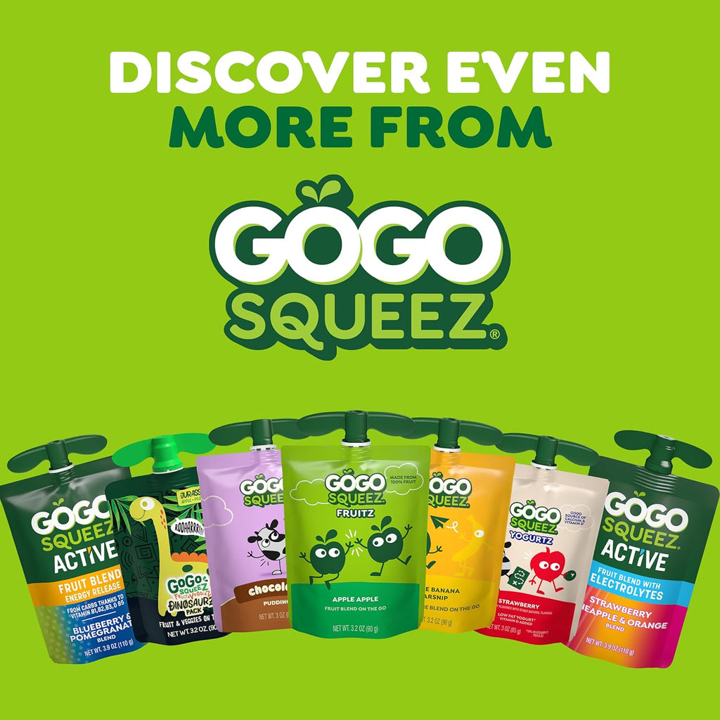 GoGo squeeZ yogurtZ Variety Pack, Strawberry & Banana, 3 oz (Pack of 20), Kids Snacks Made from Real Yogurt and Fruit, No Fridge Needed, Gluten Free, Nut Free, Recloseable Cap, BPA Free Pouches