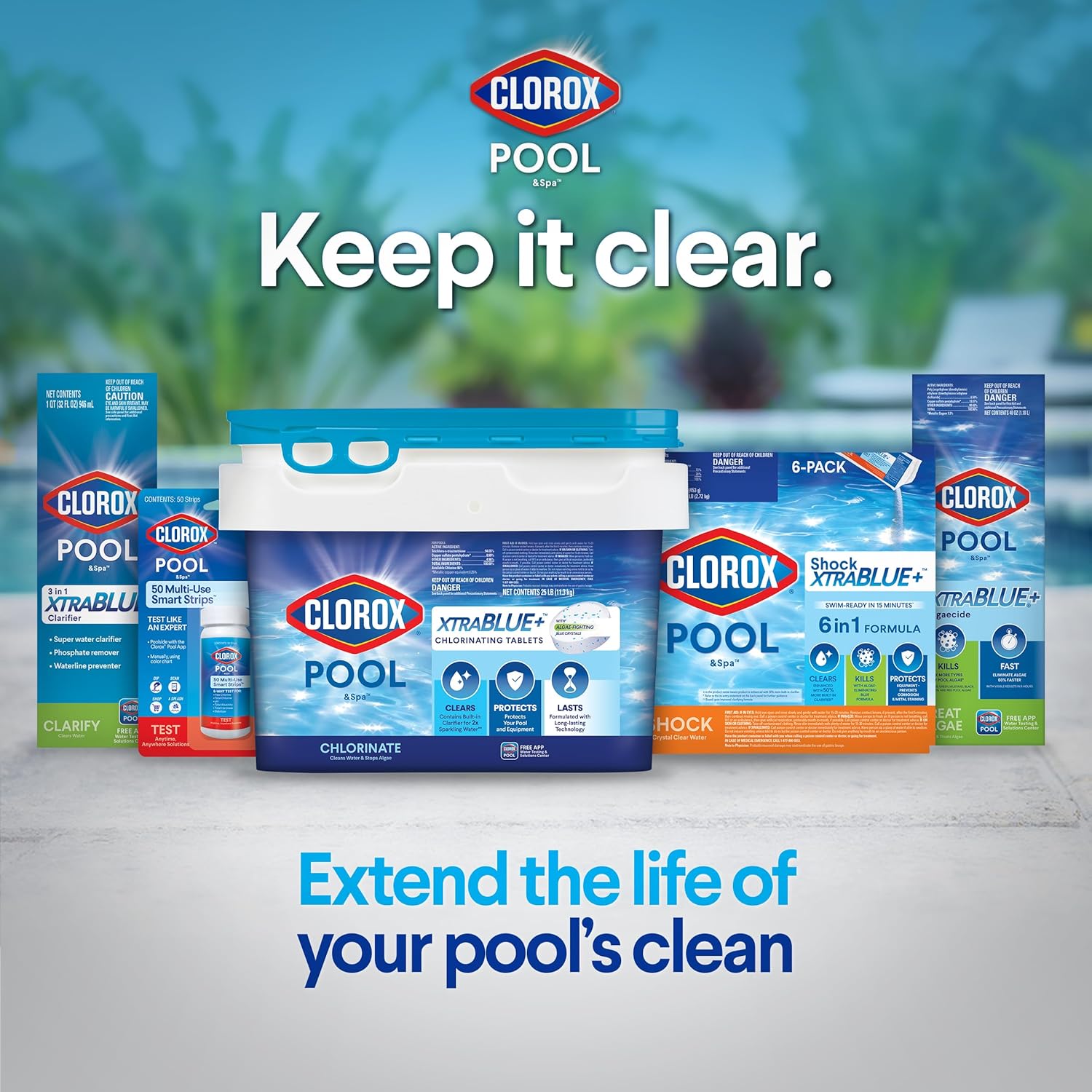 Clorox® Pool&Spa™ Shock XTRABLUE® Plus, Kills Bacteria & Algae in Swimming Pools, Swim-Ready in 15 Minutes, (12-Pack), Granular