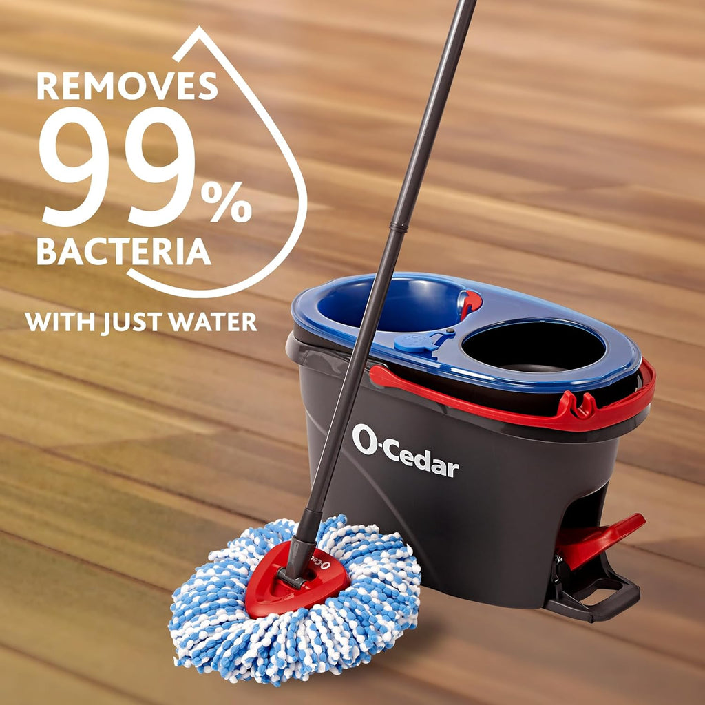 O-Cedar RinseClean Spin Mop & Bucket System | Clean with Water | Removes 99% of Bacteria