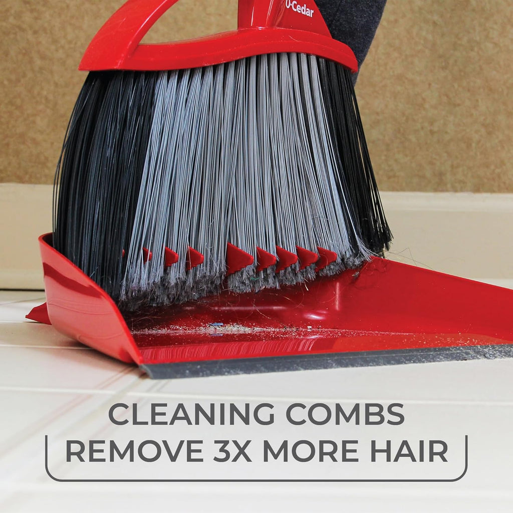 O-Cedar Pet Pro Broom with Step-On Dustpan | Remove 99% with One Sweep | Removes 3 Times More Pet Hair | Quiet Cleaning Tool for Cat and Dog Owners