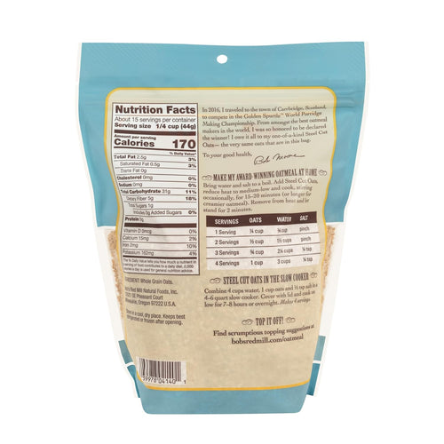 Bob's Red Mill Steel Cut Oats, 24oz (Pack of 4) - Non GMO, Whole Grain, Vegan, Kosher