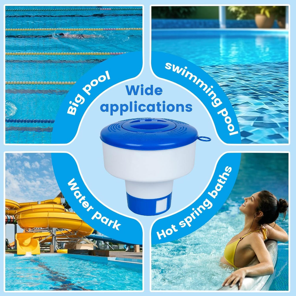 Pool Chlorine Floater for Pools Fits 3" Tablets,7" Diameter Chlorine Tablet Floater with Adjustable Flow Vents Balanced Chemical Dispenser for hot tub/Spa（Collapsible）