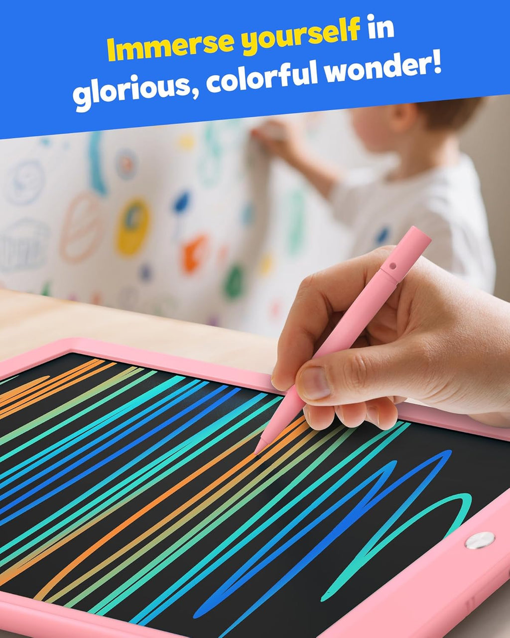 TEKFUN LCD Writing Tablet for Kids, 10-inch Coloring Drawing Pad, Mess Free Doodle Board, Easter Gifts for Girls and Toddlers, Toys for 3 4 5 6 7 8 Year Old Boys (Pink)