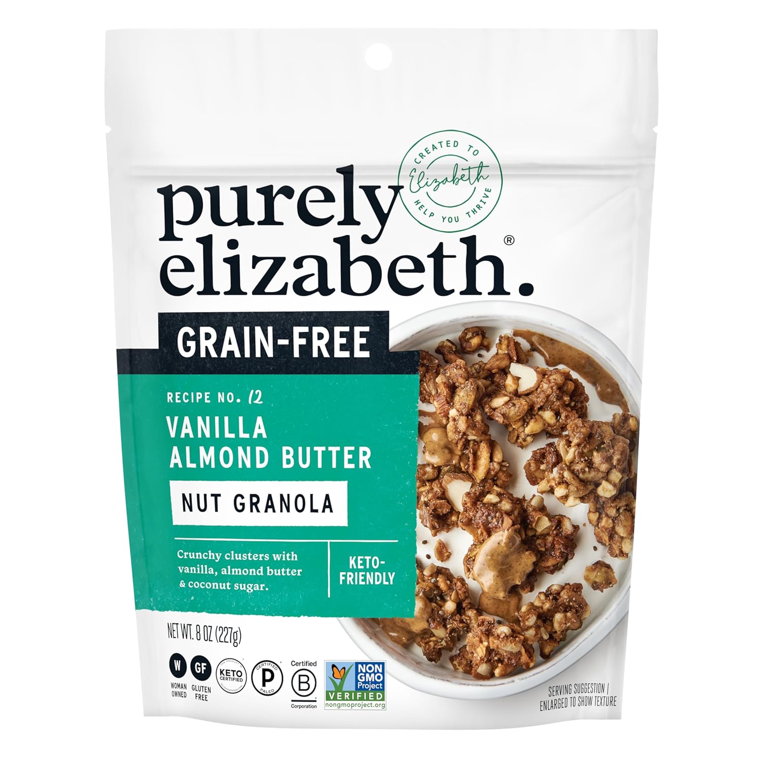 Purely Elizabeth, Granola Vanilla Almond Butter MCT Grain Free, 8 Ounce