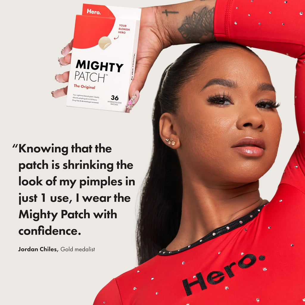 Mighty Patch Original Patch from Hero Cosmetics - #1 Hydrocolloid Acne Pimple Patches for Face, Shrinking Zits & Whiteheads in 1 Use, Nighttime Spot Pimple Stickers for Face, 36 Count