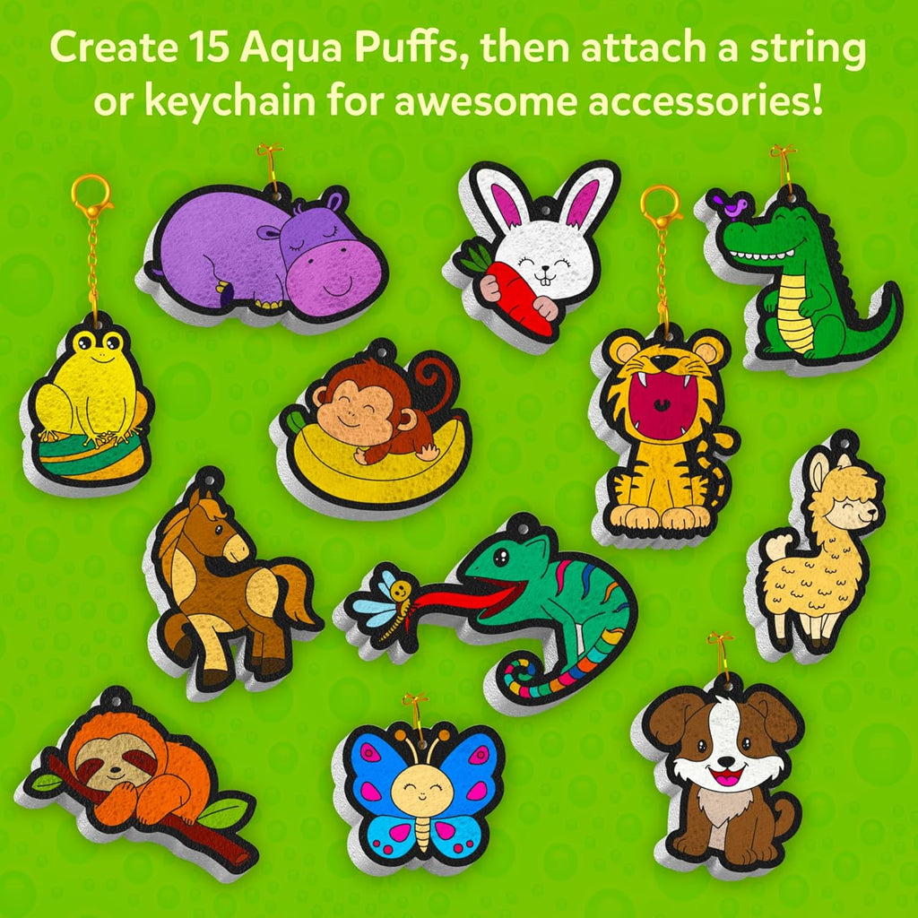 Skillmatics Aqua Puffs - 3D Art Kit, Animals, Mess-Free Paint by Number Craft for Kids, DIY Color & Inflate Activity, Travel & Creative Gift for Girls & Boys Ages 4, 5, 6, 7, 8, 9, 10