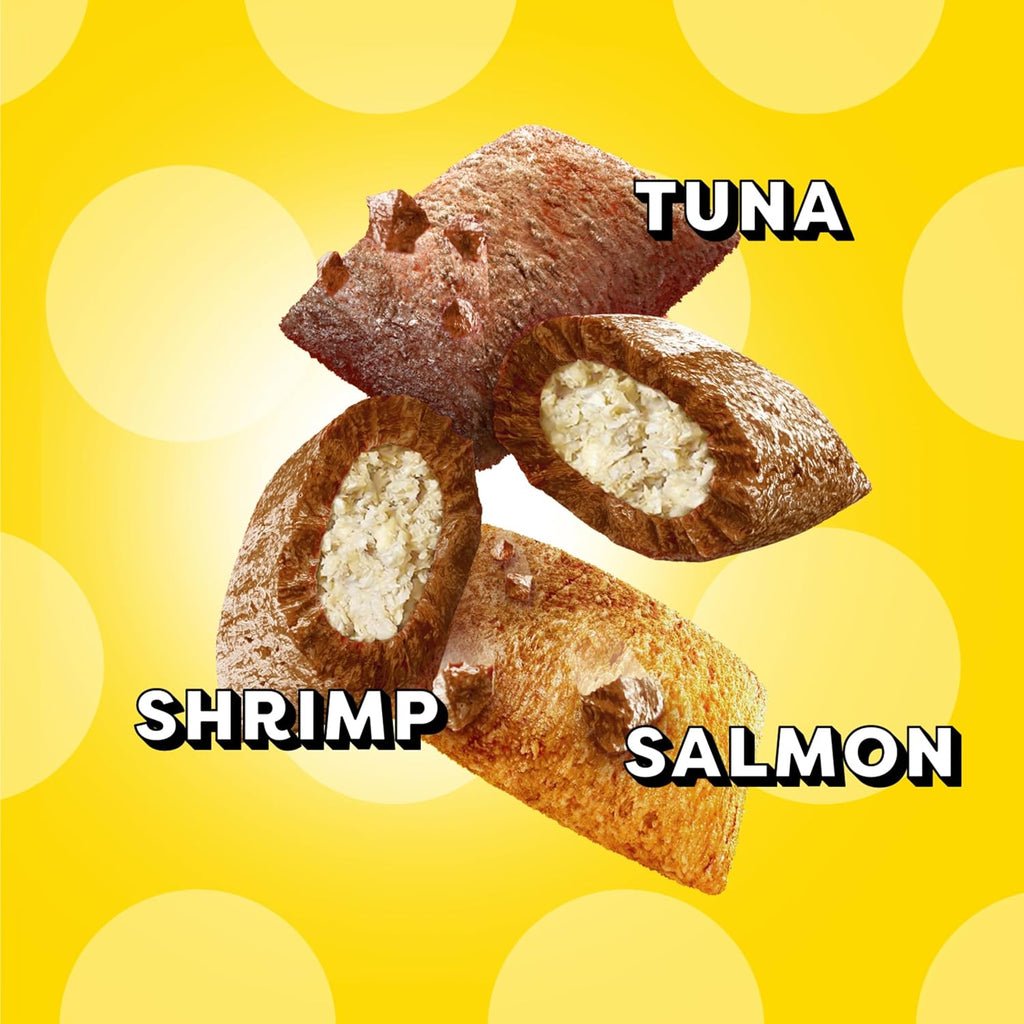 Temptations Cat Treats MixUps Surfer's Delight, Tuna, Shrimp, Salmon Flavor, Crunchy and Soft Cat Treats, 16 oz. Tub